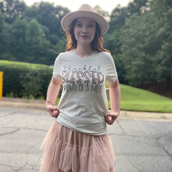 BELLA CANVAS Thankful Blessed & kind of a Mess Tee - Picture 3 of 6